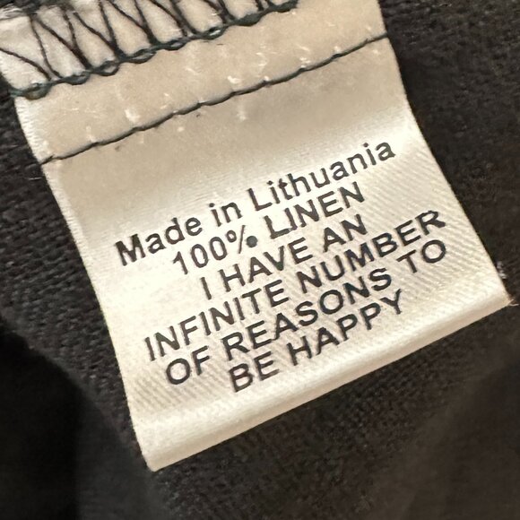 Flax Pull On Wide Leg Pants Black 100% Linen MEDIUM Lagenlook Minimalist - Picture 3 of 5